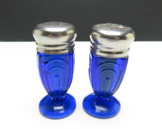 Cobalt Blue Salt & Pepper Shakers with Stainless Steel Lids