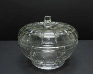 Vintage Borgonovo Italy Pressed Glass Covered Sugar Bowl / Trinket Dish