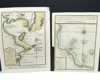 Lot of 2 Antique (1750 & 1754) Unframed Maps