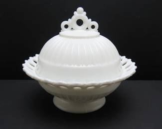 Beautiful Vintage "Randolph" Milk Glass Covered Compote by Fostoria Glass (1954-1965)