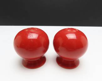 Pair of Vintage "Radioactive Red" Homer Laughlin Fiesta Salt & Pepper Shakers (1936-1946)