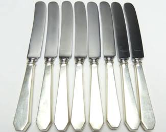 8 "Bostonia" Sterling Silver Handled Knives with Stainless Steel Blade by Frank Smith - TW 530g