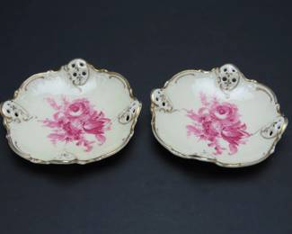 Lot of 2 Stunning Rosenthal Moliere "Moosrose" 4" Shallow Bowls- Kronach, Germany (1910-1930)