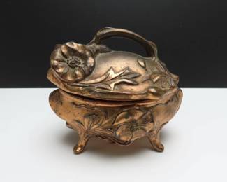 Antique Art Nouveau Footed Jewelry Casket / Trinket Box