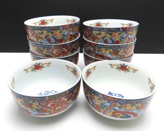 :Lot of 8 Beautiful Imari Edo Salad Bowls