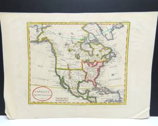 Unframed 1815 Map pf America by Alexander Blondeau