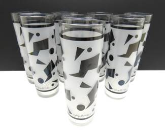 Lot of 8 Georges Briard "Jazz" Tall Collins Glasses