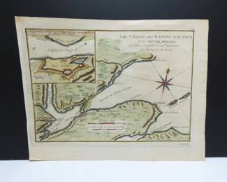 Unframed 1744 Map of Gundriss Des Hafens Dauphin by Bellin