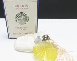 Vintage Collectible Estee Launder "White Linen" Frosted Shell Falcon in Original Box - .25 fl oz.