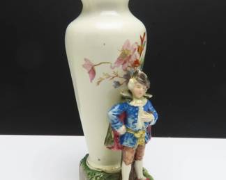 Antique 19th Century Continental or French Majolica Barbotine Figural Spill Vase
