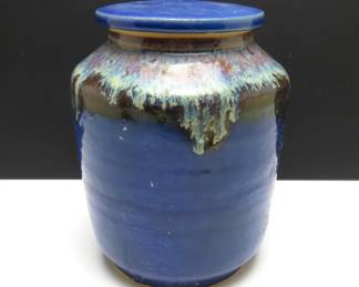 Beautiful Greenfire Pottery Lidded Cannister Signed Feibig for Dan Feibig