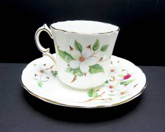 Vintage Hammersley & Co. "Dogwood Blossom" Bone China Tea Cup & Saucer - Made in England