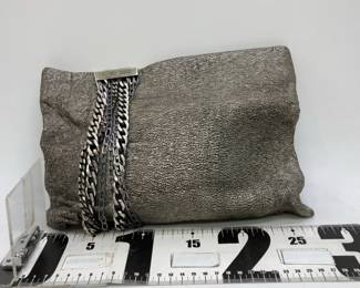 072 Jimmy Choo Gray Leather Clutch Bag