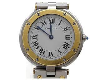 082 Cartier Santos Vendome Quartz Mens Watch with Box and Warranty Card