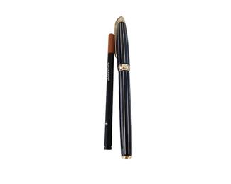 021 Harry Winston Vintage Black and Gold Tone Striped Ballpoint Pen