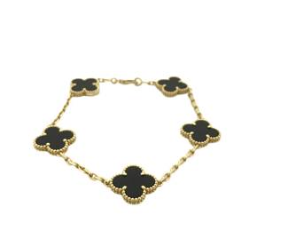 181 Van Cleef Arpels Vintage Alhambra Black Onyx 18K Yellow Gold Bracelet