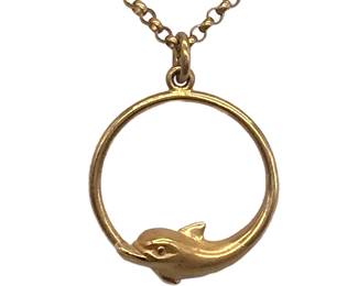 212 Carrera y Carrera 18K Yellow Gold Sculptural Dolphin Pendant Necklace