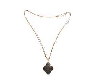 005 Van Cleef Arpels Magic Alhambra Grey Black Mother of Pearl 18K Rose Gold Necklace