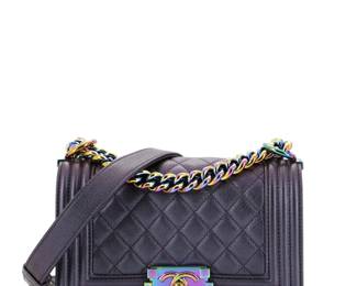 054 Chanel Boy Flap Bag Iridescent Purple Small