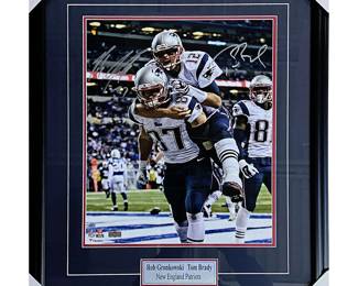 111 Tom BradyRob Gronkowski Framed Autographed New England Patriots 16X20 Photo