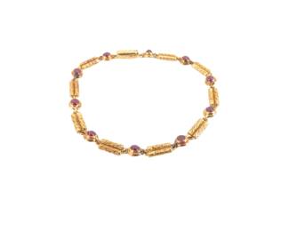 001 Van Cleef Arpels Vintage Ruby 18K Rose Gold Textured Link Bracelet