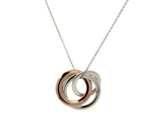110 Tiffany Co. ThreeRing Interlocking Rose Metal Sterling Silver Necklace
