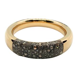 126 Pomellato Iconica Grey Silver Champagne Brown Diamonds Rose Gold Bangle Bracele