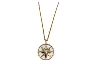018 Dior Rose des Vents Large Model Mother of Pearl Diamond 18K Yellow Gold Long Necklace