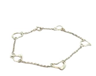 071 Tiffany Co. Open Heart FiveMotif Sterling Silver Chain Bracelet