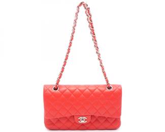 069 Chanel Red Matelasse Flap Shoulder Bag