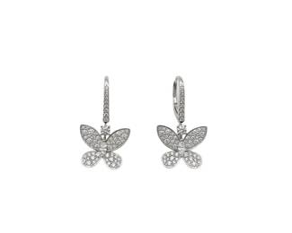 060 Graff Butterfly Diamond 18K White Gold Earrings