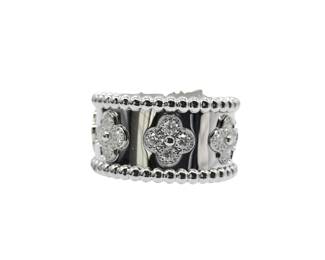 179 Van Cleef Arpels Perlee Clovers Diamond 18K White Gold Ring