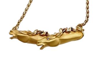 064 Carrera y Carrera 18K Yellow Gold Sculpted Horse Pendant Necklace