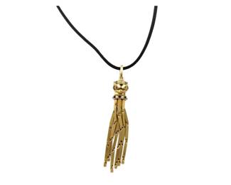 065 Cartier Panthere 18K Yellow Gold Pendant Necklace with Articulated Tassel