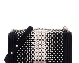 109 Chanel Boy Flap Bag with Pearl Accents