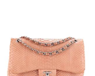 088 Chanel Matte Python Jumbo Double Flap Bag