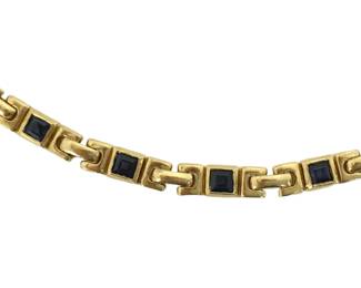 004 Van Cleef Arpels Vintage Dark Blue Sapphire 18K Gold Link Bracelet