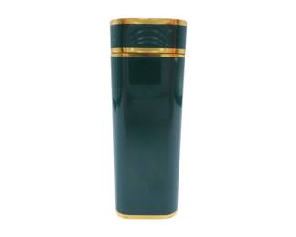 213 Cartier Vintage Dark Green and Gold Tone Metal Lighter