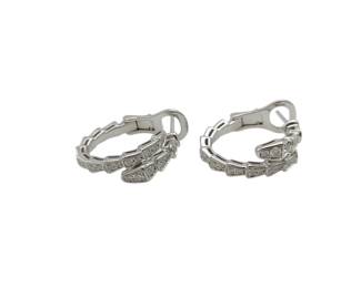 198 Bulgari Serpenti Viper Snake Diamond 18K White Gold Hoop Earrings
