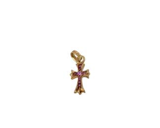 104 Chrome Hearts Baby Fat Pink Sapphire Cross Gold Pendant