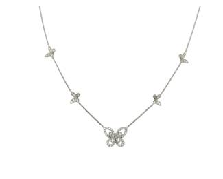 161 Graff Butterfly Diamond 18K White Gold Station Necklace