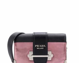 019 Prada Cahier Chain Crossbody Bag Purple Leather