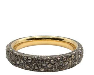 049 Pomellato Iconica Grey Silver Champagne Brown Diamonds Rose Gold Bangle Bracelet