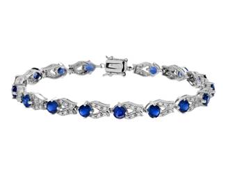 117 Vintage Inspired Blue Sapphire Diamond Bracelet