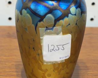 1993 Elaine Hyde Iridescent Art Glass Vase