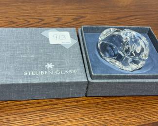 Steuben Ram Hand Cooler Paperweight