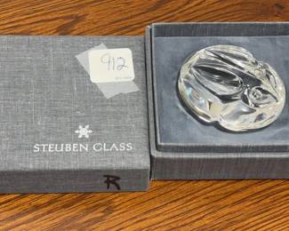 Steuben Bunny Rabbit Hand Cooler Paperweight