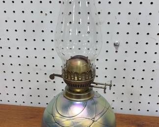 Steven Maslach Signed Iridescent Oil Lamp