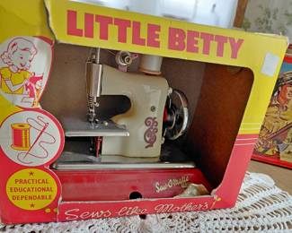 1950s Little Betty toy sewing machine in original box