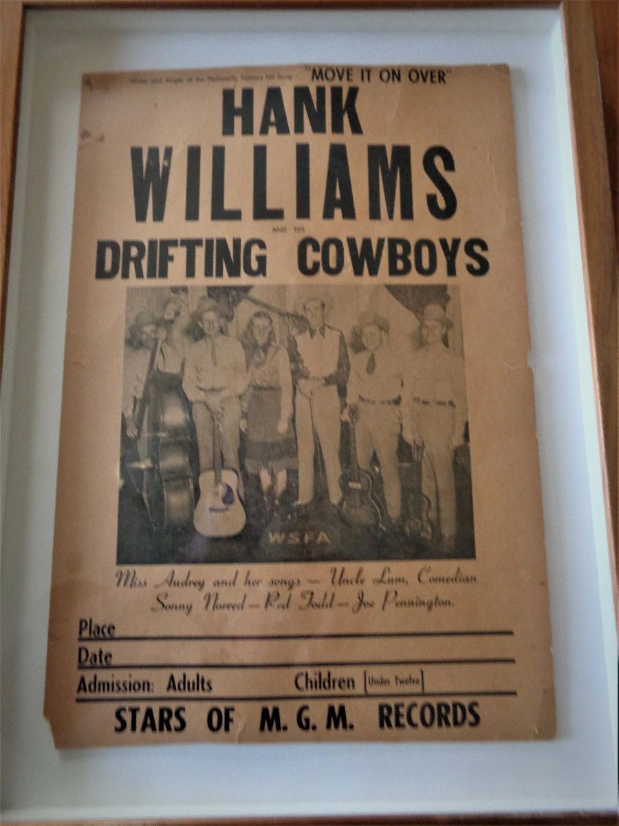 Rare Hank Williams poster from 1947. provenance was the Hank Williams museum in Montgomery, Alabama.